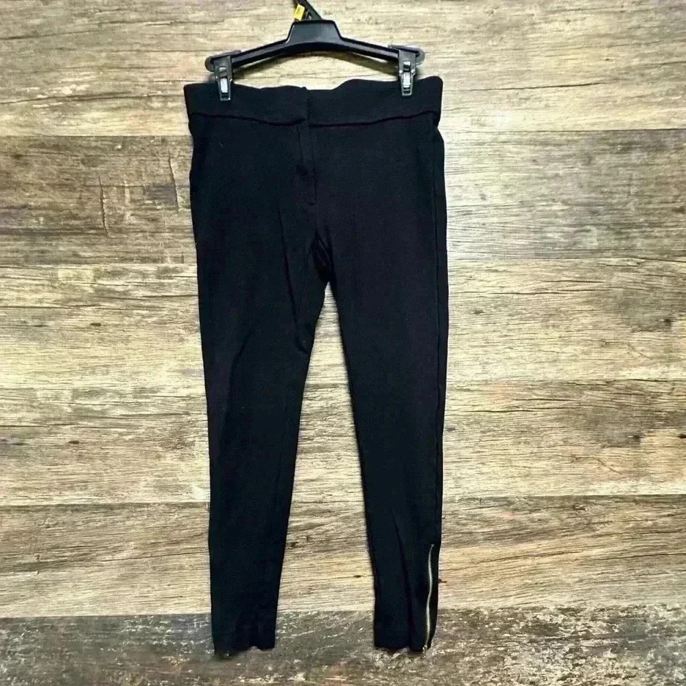 LOFT Black Pants with Gold Zippers